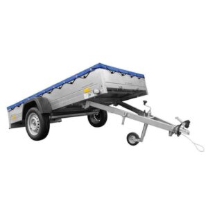 Remorque un essieu Garden Trailer 264 KIPP avec bâche bleue-roue de support et châssis H-0 de la série de modèles