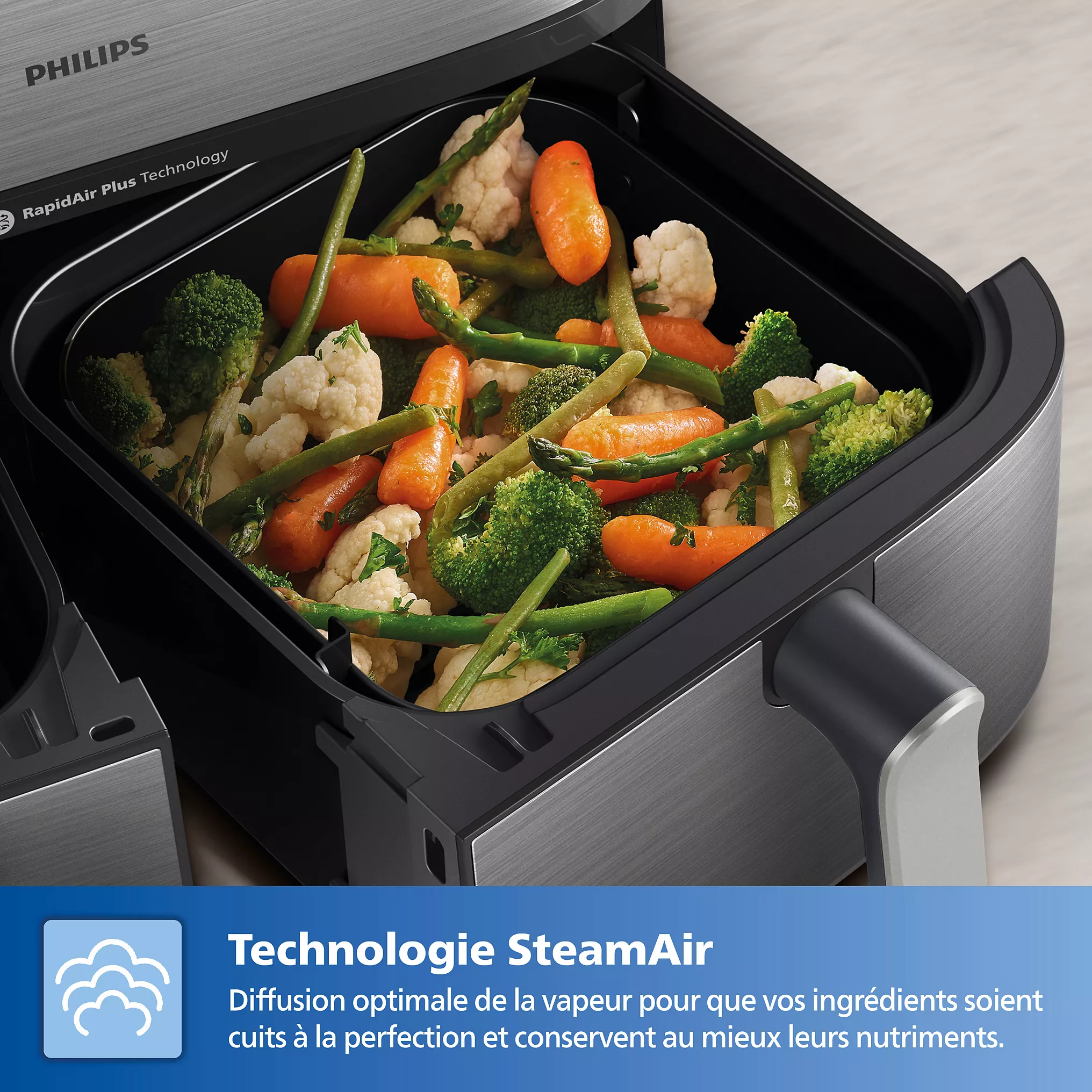 Airfryer PHILIPS Double Panier vapeur Série 5000 9,0L NA555/00 – Image 5